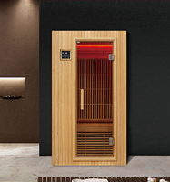 Sauna Infrarroja para 1-2 Personas, Sauna de Madera de Hemlock Canadiense, Bajo EMF, Sauna Interior con Panel de Control Computarizado y Luz de Colores