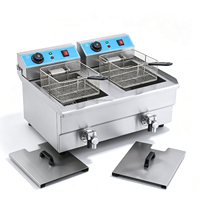 Friteuse électrique professionnelle en acier inoxydable avec 2 cuves, 2 paniers, capacité de 16 L, montée en température rapidement