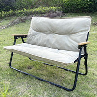 Chaise de camping double pliable robuste en acier haute teneur en carbone, portable, pour extérieur, plage, canapé deux places, logo personnalisé, pique-nique, voyage