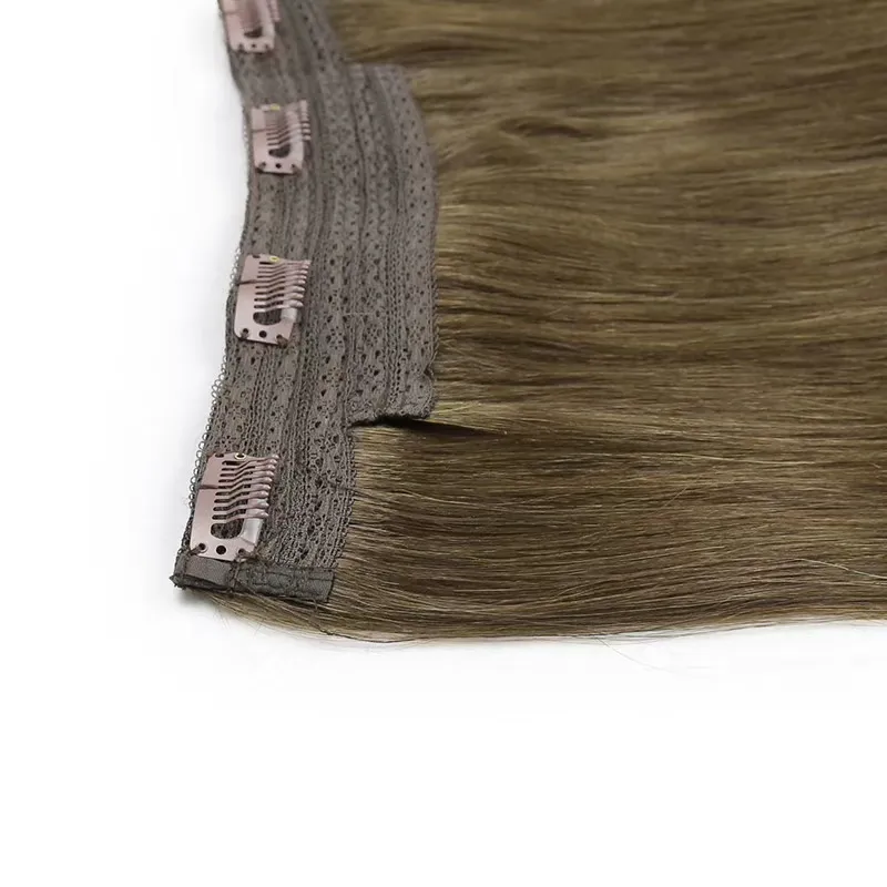 good quality one piece 5 clips virgin human hair halo extensions, remy hair halo hair pieces