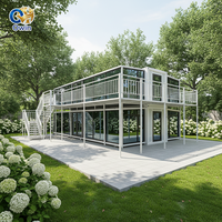 Maison conteneur pliable et extensible à double aile de 20 pieds, avec un plan carré soigné, bâtiment moderne