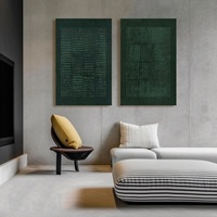 Cuadro Abstracto Grande Verde Wabi Sabi, Naturaleza Muerta Tranquila, Arte Moderno para Pared, Lienzo Acrílico Hecho a Mano, Texturizado en 3D, Obra de Arte para Hogar u Hotel
