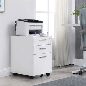 خزانة معدنية متحركة بثلاثة أدراج، طاولة جانبية متحركة، وحدة تخزين مكتبية متنقلة مع حامل أقلام، خزانة ملفات متحركة - Product Image 2