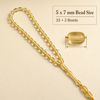 Perles de Tasbih en résine transparente de haute qualité, aspect ambre doré, 5x7mm, 33+2 perles, Misbaha musulmane, Subha, personnalisées, directement de l'usine