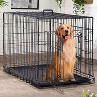 Cage pour chien à double porte avec cage pliable en métal noir/Cage pour chien à usage intensif de haute qualité
