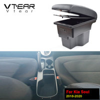 Vtear pour Kia Soul 2006-2020, accoudoir en cuir PU ABS avec chargeur USB, organiseur de rangement pour console centrale, accessoires intérieurs de voiture