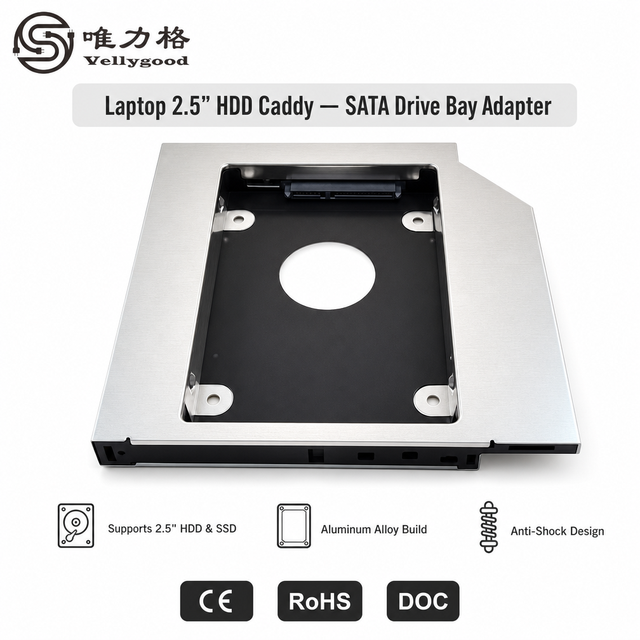 All Aluminum Hard Drive Bracket SSD 9.0/9.5/12.7MM 2.5 Inch Sata Notebook Mechanical Solid-state Optical Drive Bracket SATA3.0