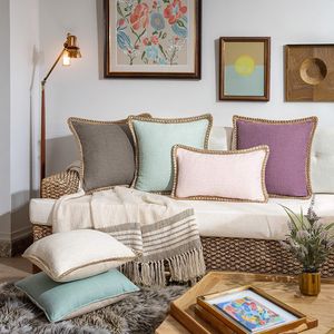 Nordic Modern Floral Square Cushion Cover Boho Soft Sofa <b>Throw</b> Pillowcase Light Luxury Comfortable Solid Fabric for Car Decor - Product Image 3