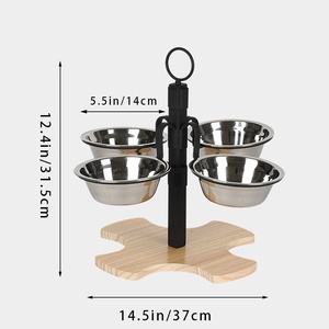 Toptan yükseltilmiş köpek maması kaseleri 3 yükseklik ayarlanabilir yükseltilmiş köpek kedi kase <span class=keywords><strong>stand</strong></span>ı ile 4 paslanmaz çelik kase kaymaz Pet besleyici - Product Image 2