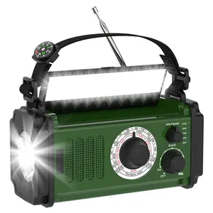AM/FM Survival Alert 10000mAh Recarregável de Grande Capacidade ao Ar Livre com fone de Ouvido Waterproof Waterproof o rádio portátil do tempo