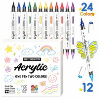 Marqueur acrylique double pointe double couleur à encre liquide directe, 24/48/72/96/120/168 couleurs, pour le dessin DIY sur pierre, papier, verre
