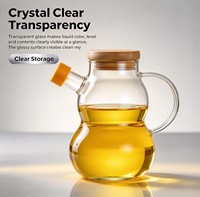 Bouteille en verre transparente en forme de gourde au design créatif avec poignée et couvercle, idéale pour la cuisine