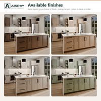 Meuble de cuisine avec îlot, portes en chêne blanc style Shaker, dimensions personnalisées, boîtes en panneaux de particules et rangement coulissant