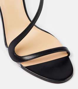 High-heeled Round-toe Sandals, Featuring Ultra-fine Fabric Upper, with a Flexible Lacing Design for <b>Red</b> Background High <b>Heels</b> - Product Image 3