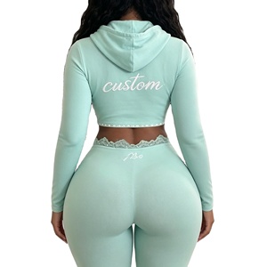 Set 2 Pezzi <span class=keywords><strong>da</strong></span> <span class=keywords><strong>Donna</strong></span> con Logo Personalizzato Ricamato: <span class=keywords><strong>Felpa</strong></span> con Cappuccio e Pantaloni <span class=keywords><strong>da</strong></span> Jogging per Allenamento Autunno/Inverno - Vendita all'Ingrosso Xuanzhige - Product Image 2