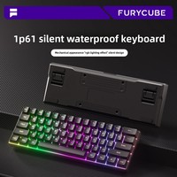 Nuevo Teclado para Juegos USB Tipo C de Plástico, Compacto al 60%, 61 Teclas, Retroiluminación RGB, Cableado, Negro, Membrana Mecánica, Resistente al Agua