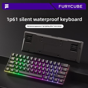 Chơi Game Bàn Phím 60 Phần trăm Gamer Teclado Nhỏ Gọn 61 Phím RGB <span class=keywords><strong>Backlit</strong></span> Máy Tính PC Có Dây Màu Đen Cơ Khí Cảm Thấy Màng Bàn Phím - Product Image 4