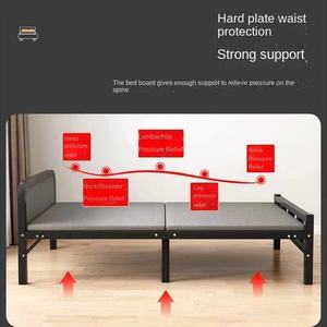 Односпальная современная раскладная кровать для дома, для взрослых и детей, с железным каркасом, для офиса, простая, для обеденного перерыва, для арендного помещения, для общежития, металлическая кровать - Product Image 3