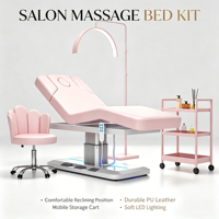 Ensemble de lit de beauté électrique professionnel à 4 moteurs avec commande au pied bilatérale, éclairage de base LED, solution tout-en-un pour mobilier de spa