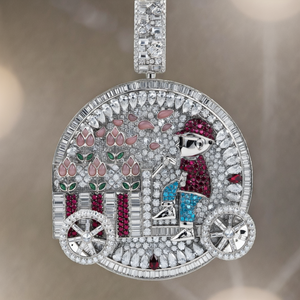 Colgante de Lujo de Oro de 18K con Moissanita, Diseño de Dibujos Animados, Engaste de Bisel, Joyería Unisex para Regalo, Corte Brillante Redondo - Product Image 2