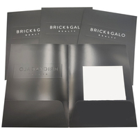 Carpeta de Presentación Personalizada al por Mayor, Laminada, con Relieve, Ranura para Tarjetas de Visita, de Cartón, Papel Offset