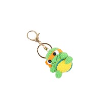 Porte-clés en crochet style dessin animé 3D, tortue en peluche, breloque mignonne pour sac, pendentif porte-clés