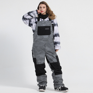 Vêtements de plein air hommes femmes neige bavoirs <span class=keywords><strong>ensemble</strong></span> Snowpant imperméable vent <span class=keywords><strong>Ski</strong></span> salopette réfléchissant Patchwork Snowboard salopette - Product Image 2