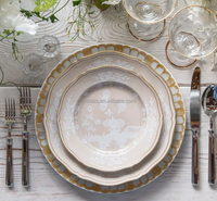 Service de table en porcelaine fine de qualité supérieure, imprimé de roses vintage européennes, pour les événements de mariage