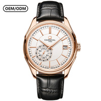 Montre de sport de luxe pour homme CARNIVAL avec logo personnalisé OEM/ODM, mouvement automatique, boîtier en acier inoxydable, bracelet en cuir de vache