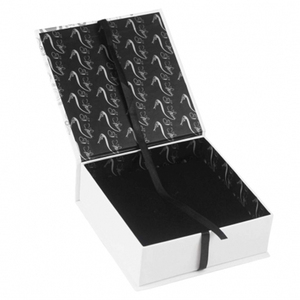Custom Printed Logo White Small Rigid Cardboard Book Style Shape Packaging Paper Ribbon Gift <b>Box</b> - Product Image 1