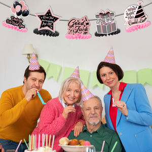 8 قطع من زينة حفلات التقاعد، مركز طاولة على شكل خلية نحل، زينة طاولة ذهبية وردية لحفلات التقاعد السعيدة - Product Image 2