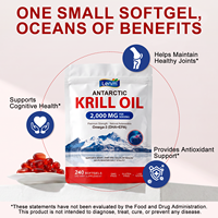 Lenm 2000 Mg Huile de Krill Antarctique en Gélules avec Oméga-3 EPA et DHA pour le Soutien Immunitaire, la Santé des Articulations et Cérébrale