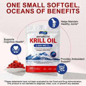 Cápsulas Blandas de Aceite de Krill Antártico Lenm 2000 <span class=keywords><strong>Mg</strong></span> con Omega-3 EPA y DHA para el Apoyo Inmunológico, la Salud de las Articulaciones y el Cerebro - Product Image 3