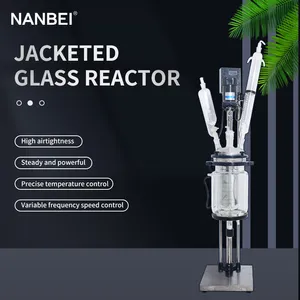 NANBEI 3L laboratorio químico agitación automática de doble capa con camisa mini Reactor de vidrio con CE