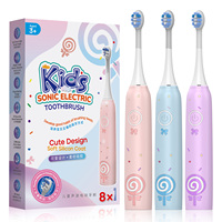Cepillo de Dientes Eléctrico Infantil OEM con Diseño de Piruleta, Silicona, IPX7, Motor de Levitación Magnética y Temporizador Inteligente