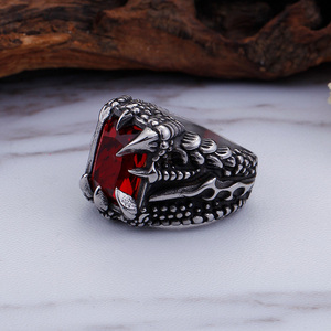 Мужское кольцо из нержавеющей стали с кристаллами KALEN, байкерское готическое ювелирное изделие с когтями дракона - Product Image 3