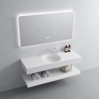 Vente en gros Lavabo de table en résine fait à la main Lavabo à main Lavabo en marbre avec miroir à led
