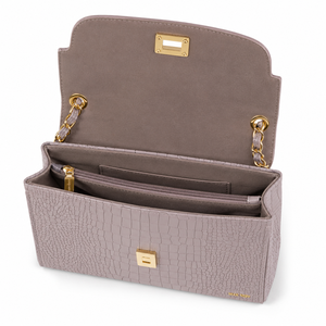 Sac à main classique pour femme, indispensable, en cuir vegan effet croco, multi-poches, avec rabat magnétique, sac à bandoulière - Product Image 4