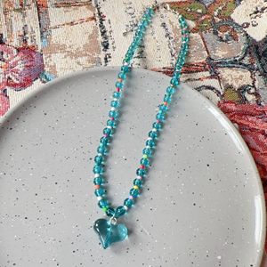 <strong>Candy</strong> Color Summer Fashion Heart <strong>Necklace</strong> Women's Cute Niche Design Beaded Acrylic Chain Sporty Sweet Cool Spice Girl Jewelry - Product Image 4