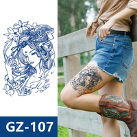 Autocollant de tatouage semi-permanent, grande taille, herbes, nouvelle mode, henna, bras imperméable et durable, 1 pièce