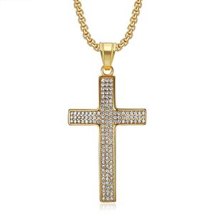 Cross <b>Titanium</b> Steel Necklace With Synthetic Diamonds Unisex Party Jewelry - Product Image 5