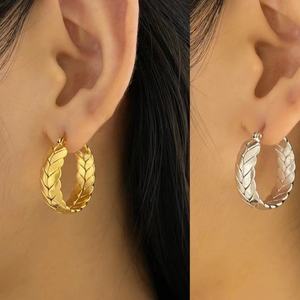 <b>Fashion</b> Luxury Jewelry 18K Gold Plated Accessories Stainless Steel <b>Hoop</b> <b>Earrings</b> Women - Product Image 5