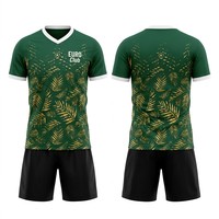 Maillot de football EURO Club Tropical Leaf à sublimation intégrale, col en V, personnalisable avec nom et numéro, 100 % polyester, faible MOQ