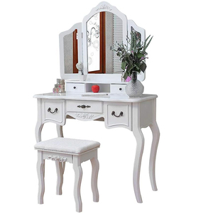 Phong cách mới gỗ đen bàn trang điểm Led Gương Vanity Dresser - Product Image 1