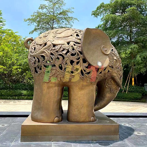 Sculpture d'éléphant creuse en bronze coulé Libite, ornement paysager de jardin extérieur, personnalisable - Product Image 4
