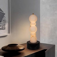 2025 nouvelle Collection espagnole marbre pierre empilée Table/luxe ambiant lampe de chevet Design moderne en aluminium pour les chambres principales