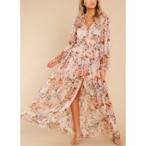 Robe décontractée en mousseline de soie pour femme, tenue de plage élégante, bohème, imprimé floral, à la mode, été - Product Image 2