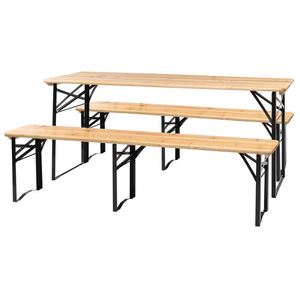 Table de pique-nique pliante en bois Patio Gard Ensemble de banc de table à bière Restaurant Événement Banquet de mariage Pieds de table pliants en métal - Product Image 1