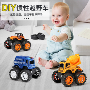Voiture jouet tout-terrain à inertie pour enfants de 4 à 7 ans, camion de construction en plastique à friction avec grandes roues - Product Image 3