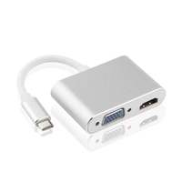 Adaptor Stasiun Dok 2-In-1 Tipe C 4K untuk Konverter VGA untuk Laptop/Tablet/Ponsel/Konsol Game Genggam USB-C Multiport